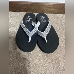 Skechers Cali Black and Silver Sandals